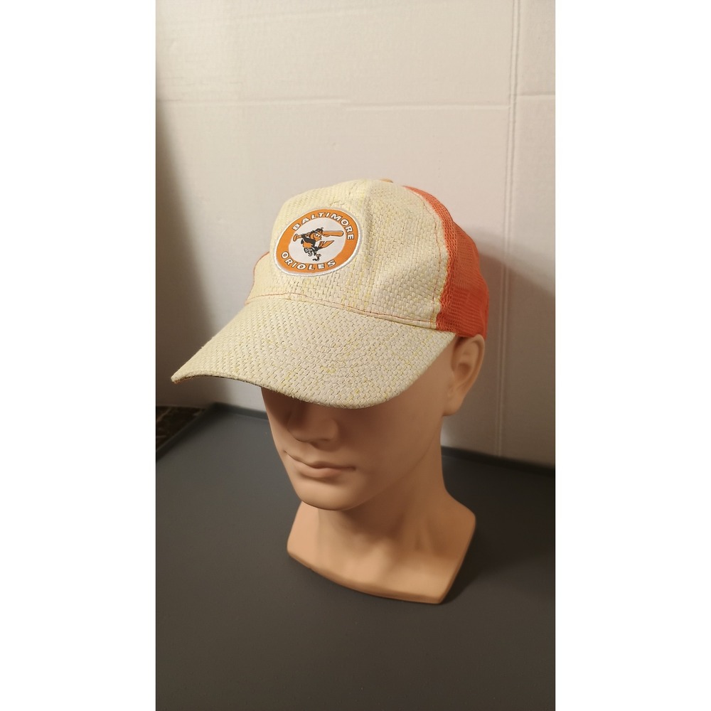 Baltimore Orioles Trucker Hat Mens OSFA Orange Good Straw Mesh Snapback